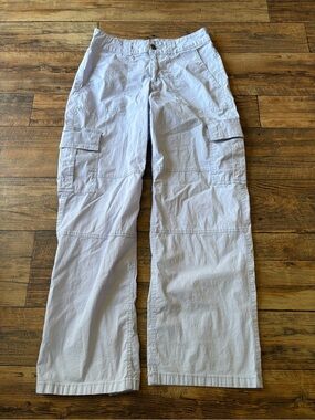 Hollister Women’s Light BlueHigh-Rise Wide-Leg Cargo Pants Pockets size 6 28